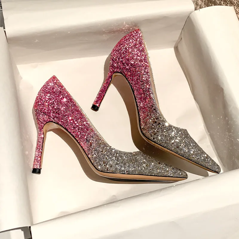 Winter Silver Crystal High Heel Bridesmaid Shoes Heel Height 7CM