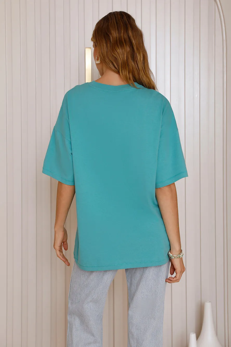 WRANGLER Boxy Slouch Tee Field Of Eyes Blue