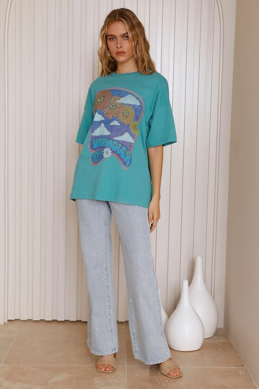 WRANGLER Boxy Slouch Tee Field Of Eyes Blue