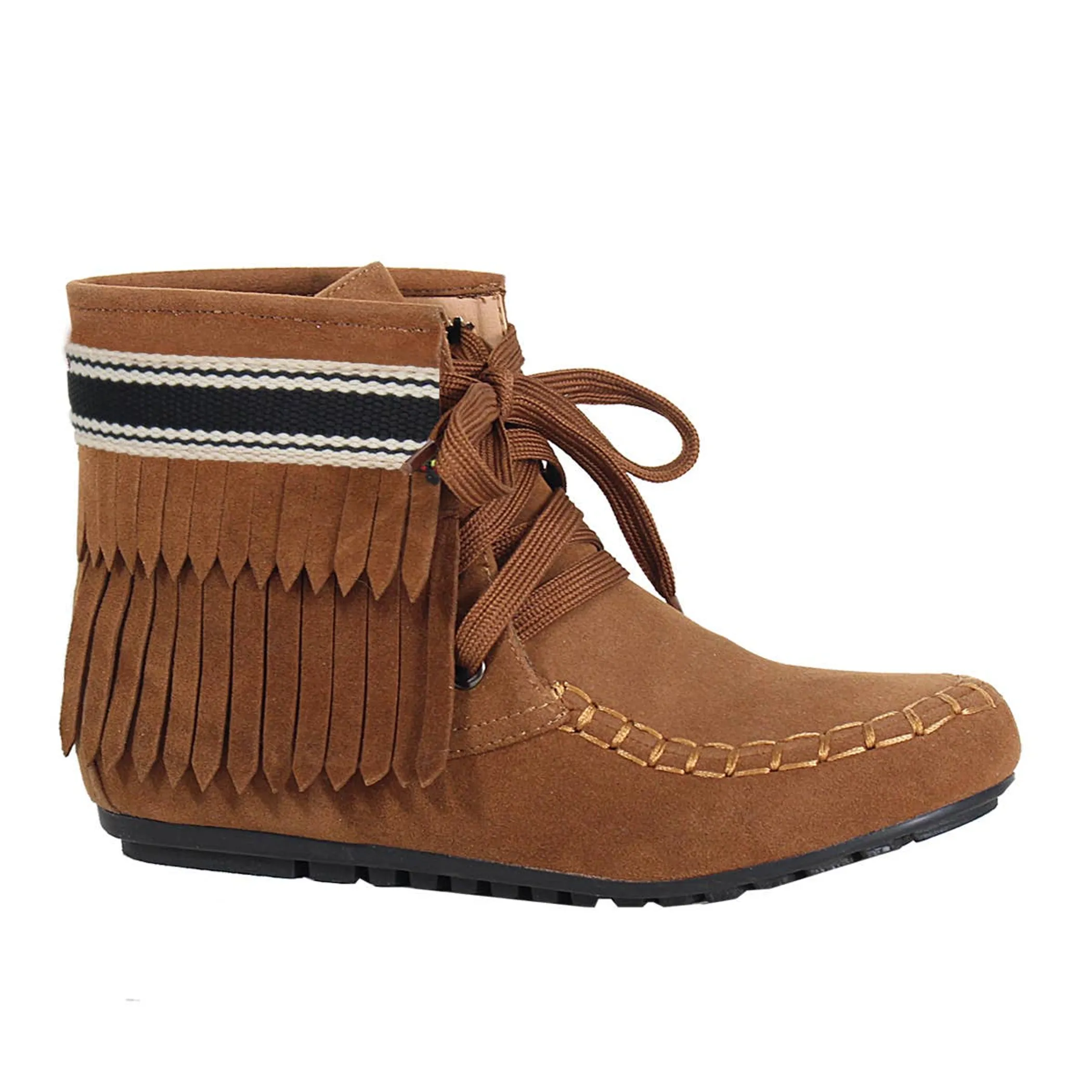 Yoki Womens gabby-22 Layered Fringe Booties
