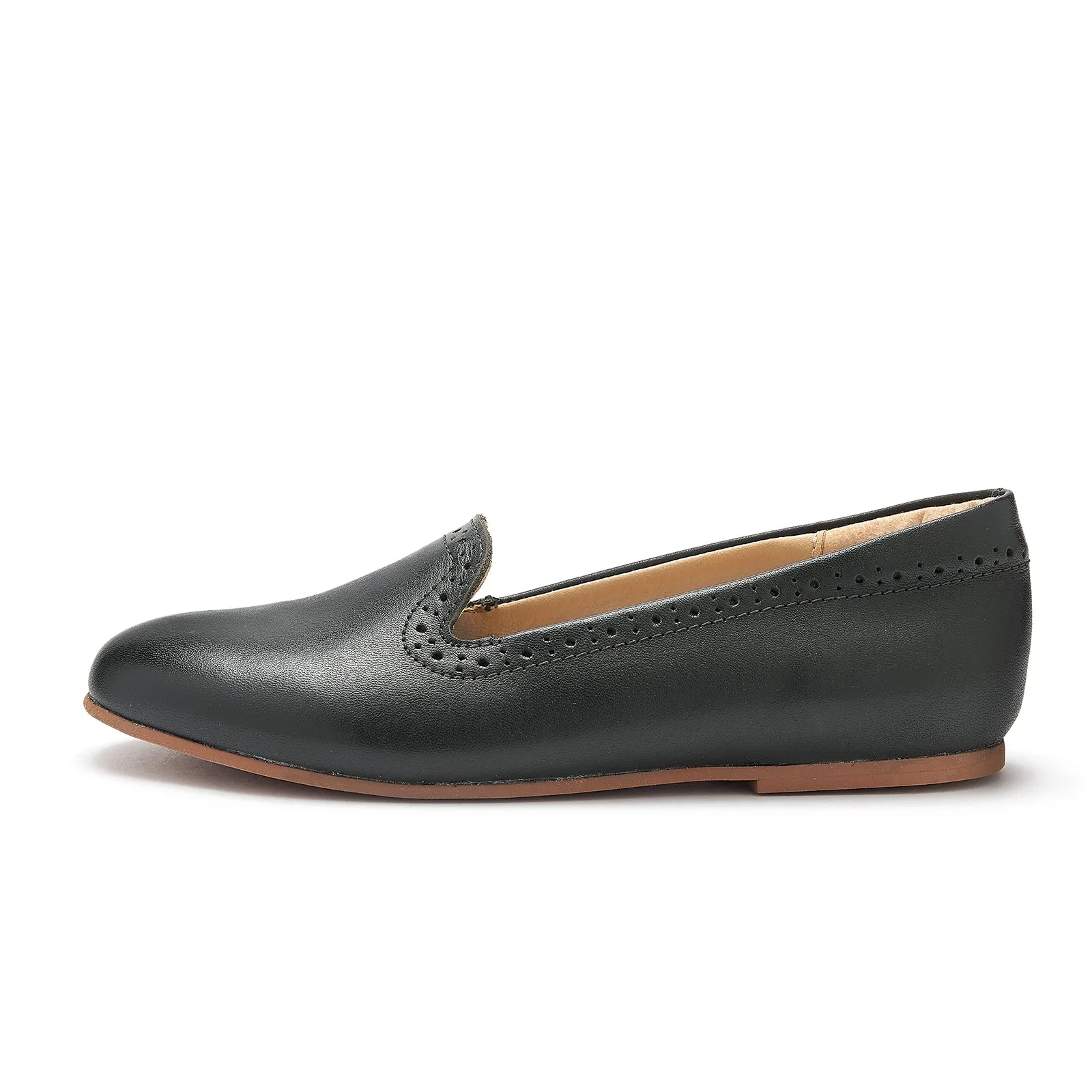 Young Soles Sindy Green Leather Slipper Shoes