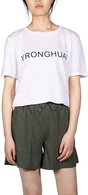 YRONGHUAI Womens T Shirts Short Sleeve Crewneck Loose Casual Shirt, Round Neck Summer Tee Tops Loose Fit Tshirts for Women.